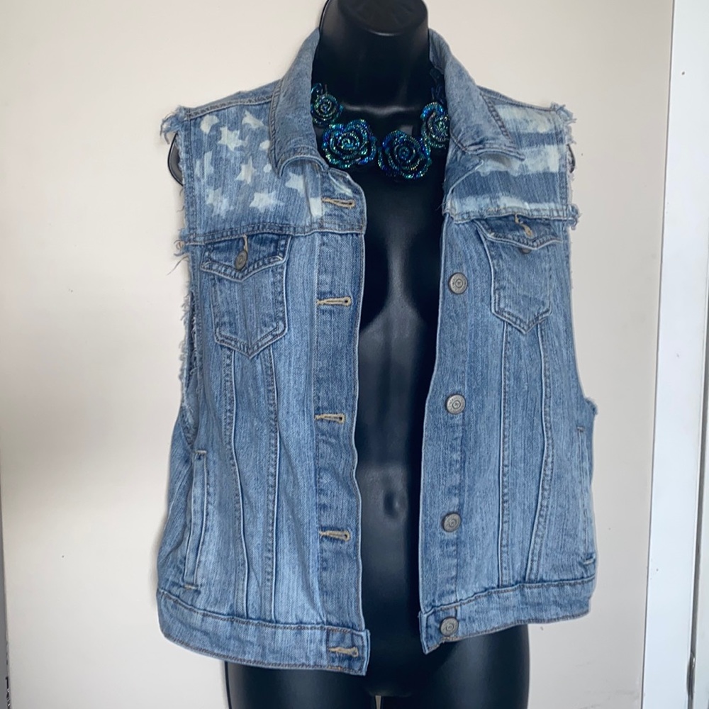 Aeropostale Destroyed Denim Vest Size XL